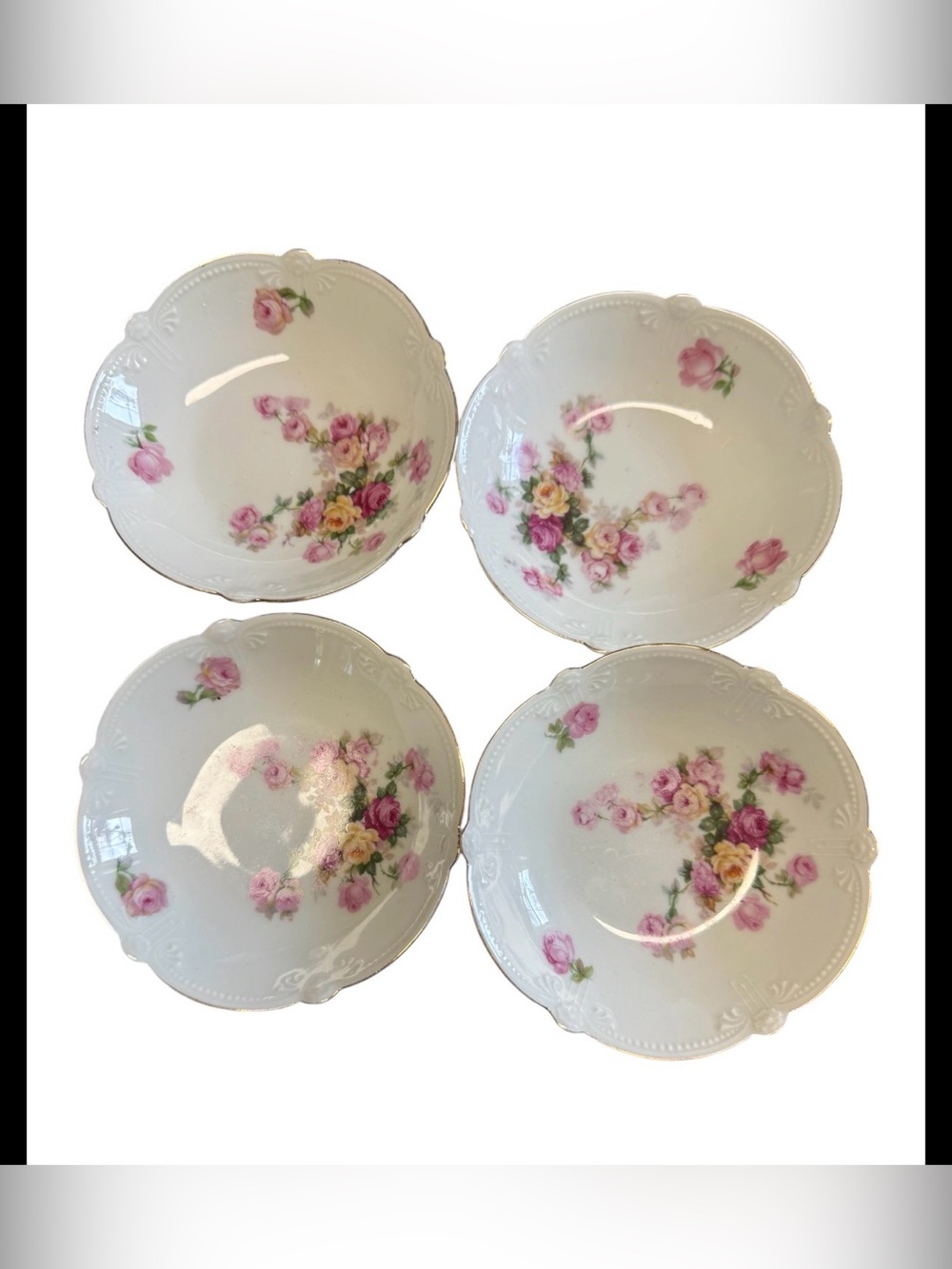 EUC Vintage Empire Rose fruit/sauce bowls Set of 4 by SCHUMANN - BAVARIA